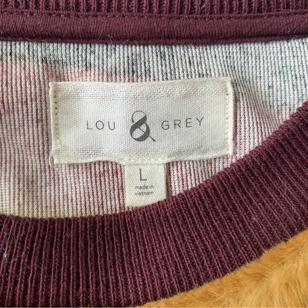 Lou‎ & Gray Faux Fur Striped Pullover Sweater Size Large Crewneck Ribbed Trim - Picture 12 of 14